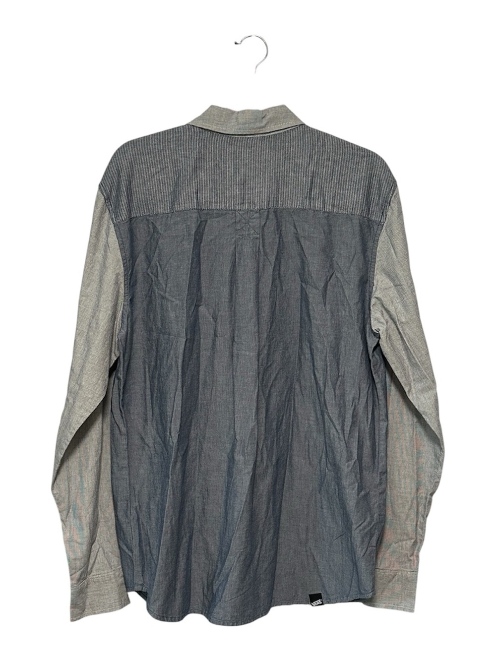 Men’s Van’s Off The Wall Large Button Up Shirt Blue Gray Logo Pocket Cotton NWT - Picture 5 of 11